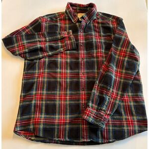 L.L. Bean Flannel Shirt Mens L-REG Red Tartan Plaid Traditional Fit 228061
